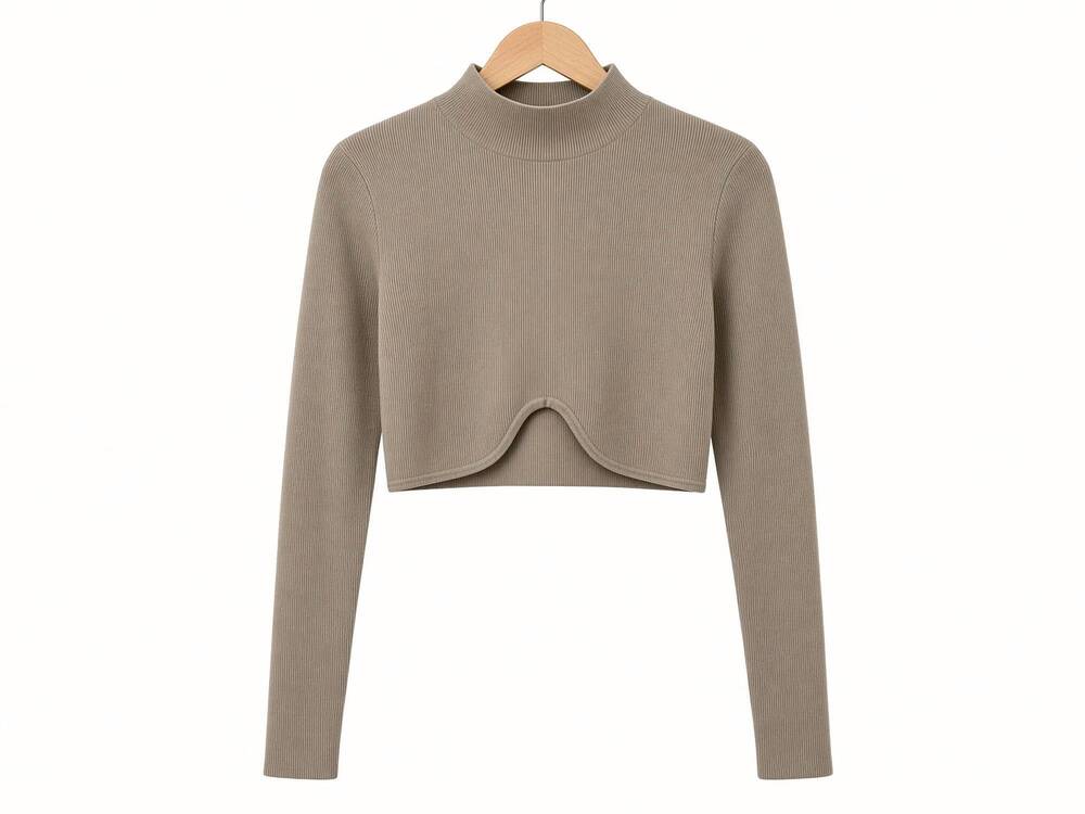 NEW PAPERMOON women's remi long sleeve button crop top in mocha